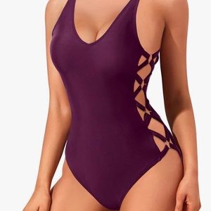 NWT maroon one piece bathing suit